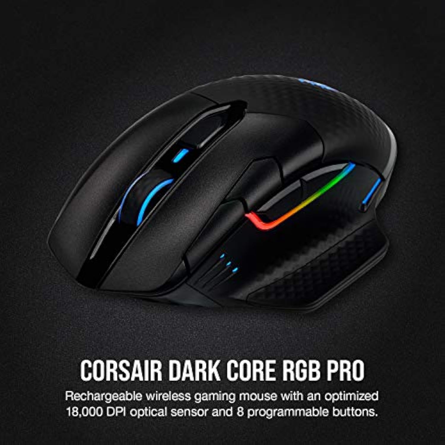 Corsair Dark Core RGB Pro, Wireless FPS/MOBA Gaming optical Mouse with SLIPSTREAM Technology, Black, Backlit RGB LED, 18000 DPI, Optical,CH-9315411-NA