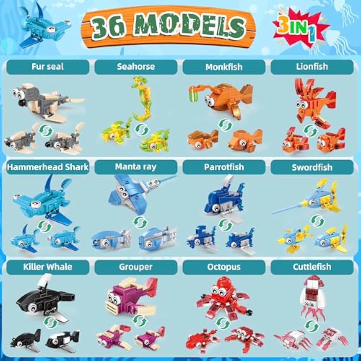 36 Packs Party Favors For Kids - 108 Models Mini Animals Dinosaur Building Blocks Set Toys For Kids Easter Stuffers Fillers Birthday Valentines Day Gifts Classroom Prizes For Boys Girls