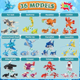 36 Packs Party Favors For Kids - 108 Models Mini Animals Dinosaur Building Blocks Set Toys For Kids Easter Stuffers Fillers Birthday Valentines Day Gifts Classroom Prizes For Boys Girls