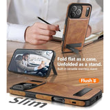 Magnetic For Iphone 17 Pro Max Leather Case,Built-In Invisible Stand [Compatible With Magsafe] Protective Slim Kickstand Phone Cover For Iphone 17 Pro Max,Brown