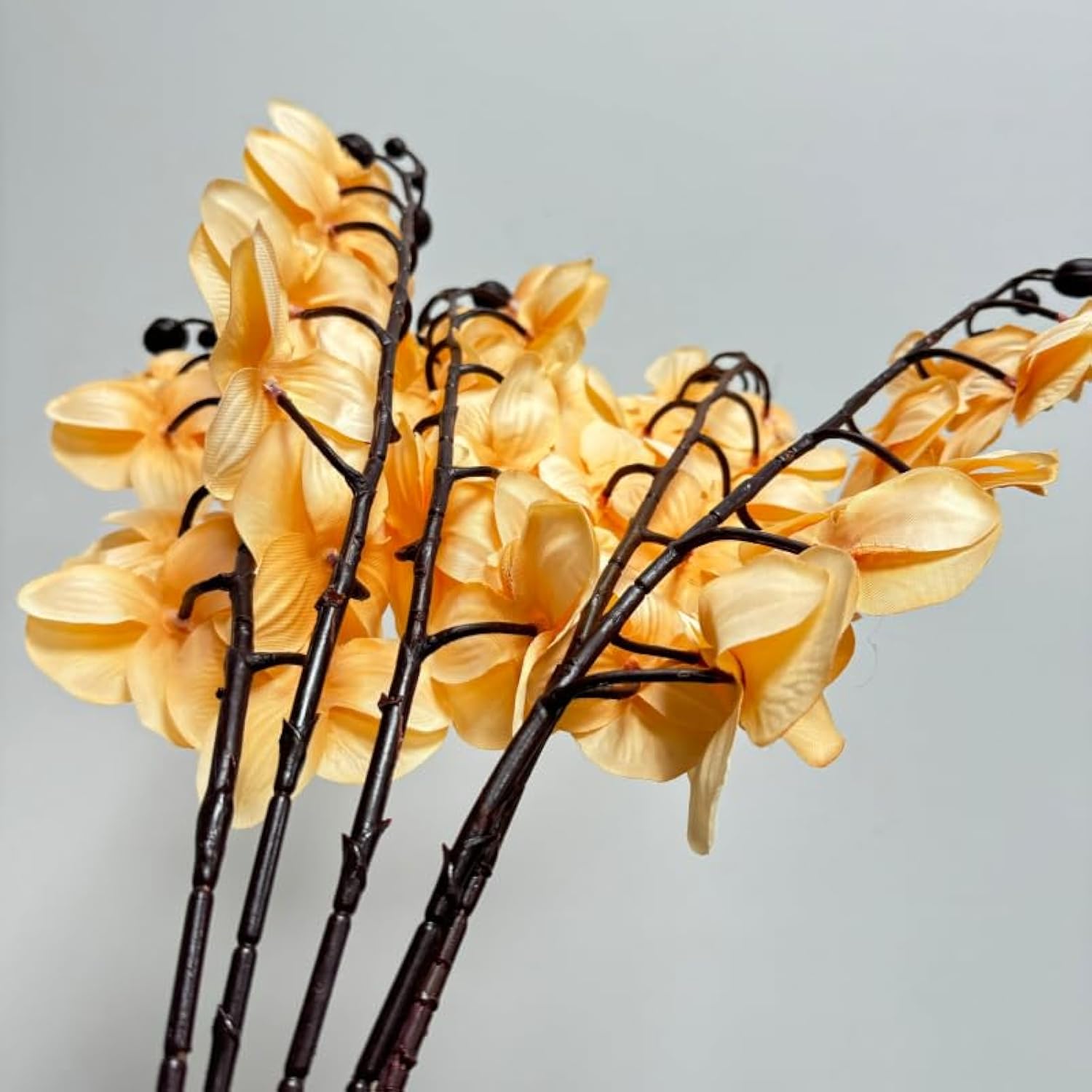 27”Artificial Orchid Stems Set Of 5 Pieces,Silk Flowers With Stems,Long Stem Artificial Flowers,Faux Orchids Plants For Home Decor (Orange)