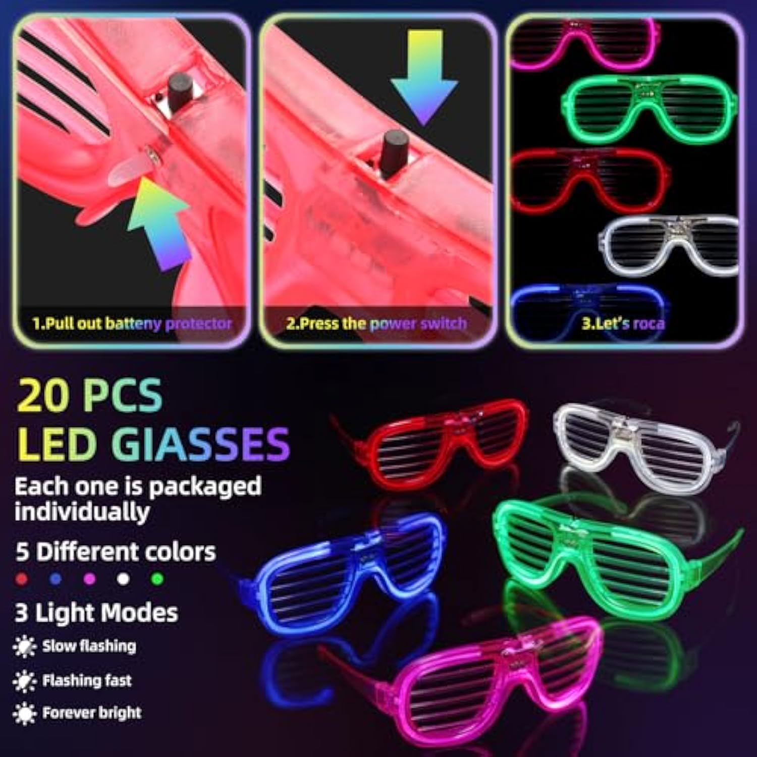 258-Piece Glow Party Set with Wands, LED Glasses, and Glow Sticks