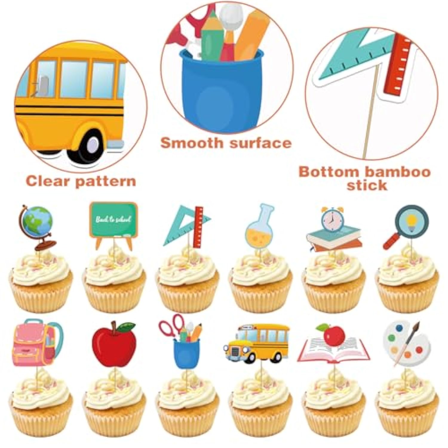 36Pcs Back To School Teacher Cupcake Toppers, Creative And Easy To Operate Decorations Cupcake Picks Book, School Safe Cupcakes & Teacher Cupcake Toppers Applicable For Opening Ceremony