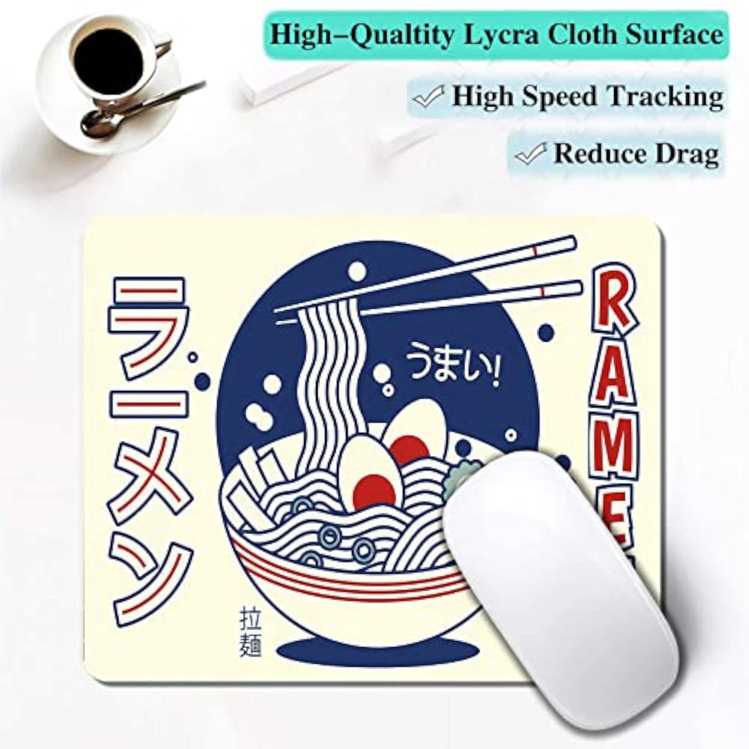 Mouse Pad, Japanese Food Mouse Pads For Wireless Mouse, Non-Slip Rubber Small Portable Ramen Culture Mousepad For Laptop & Pc & Mac