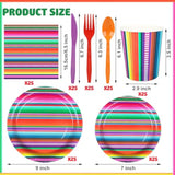177 Pcs Mexican Fiesta Party Supplies Fiesta Tableware Set Mexican Serape Paper Plates Napkins Cups Mexico Stripes Plastic Tablecloth For Cinco De Mayo Mexico Birthday Party