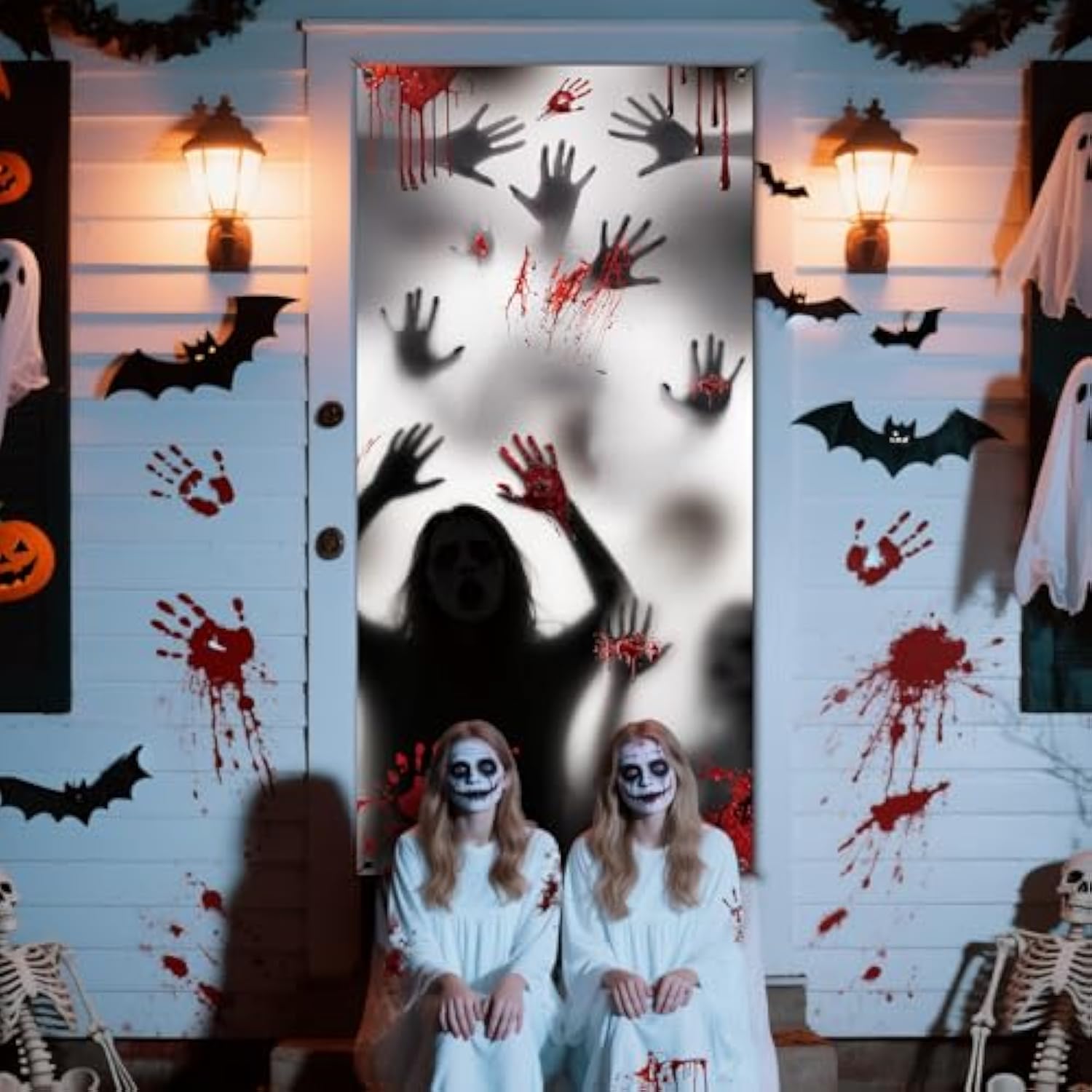 Halloween Door Cover 79x35 Inch Scary Zombie Hands Banner Haunted House Decor