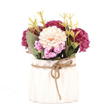 Fake Hydrangeas With Pot, Mini Hydrangea Artificial Flowers Artificial Plant In Ceramic Vase For Office Desktop Decorations (White)