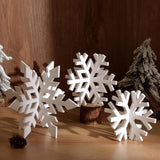 Christmas Table Wooden Sign, 3 Pcs White Snowflake Rustic Farmhouse Decoration, Multiple Sizes Tiered Tray Decor For Xmas New Year Winter Holiday Home