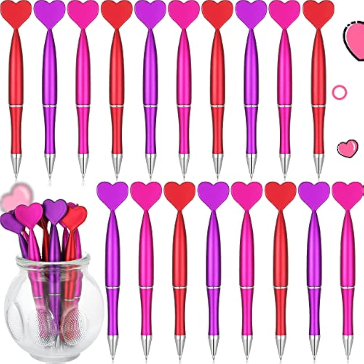 120 Pcs Valentine'S Day Heart Shaped Pens Heart Ballpoint Pens Black Gel Ink Novelty Valentine Party Favor For Adults Office Wedding Party Supplies 3 Colors