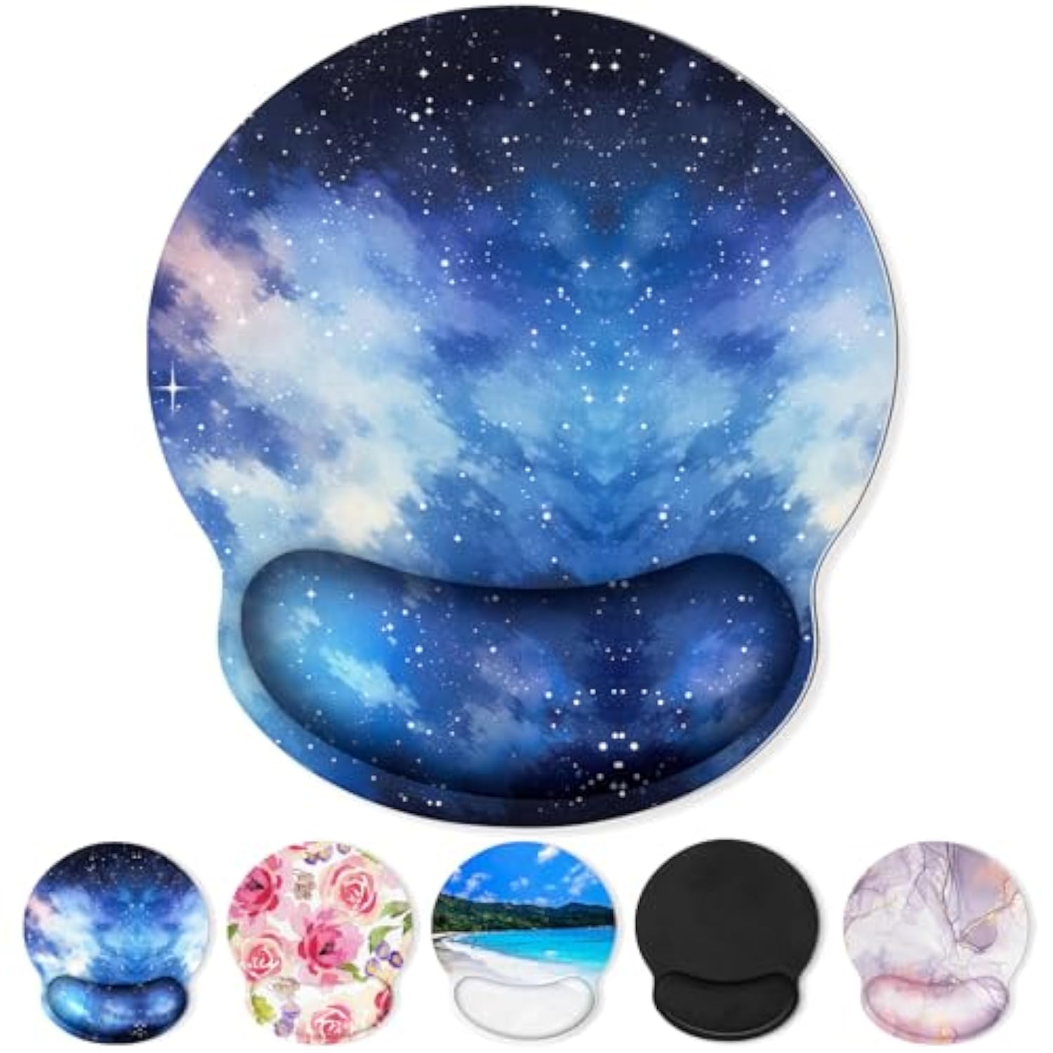Mouse Pad With Gel Wrist Rest, Starry Sky Ergonomic Mousepad With Wrist Support, Smooth Surface And Non-Slip Pu Base, Portable Pain Relief Mousepad For Computer, Laptop, Office & Home