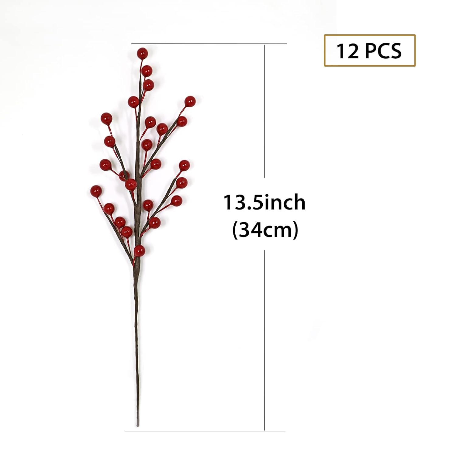 12Pcs Artificial Red Berries Stems, 13.5" Waterproof Burgundy Berry Branches For Home Holiday Wedding Diy Christmas Tree Wreath Flower Decor