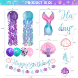 Mermaid Birthday Party Decorations, 48Pcs Happy Birthday Banner Jellyfish Lantern Cake Topper Balloons For Little Mermaid Theme Baby Shower Ocean Party Supplies Favors Girl
