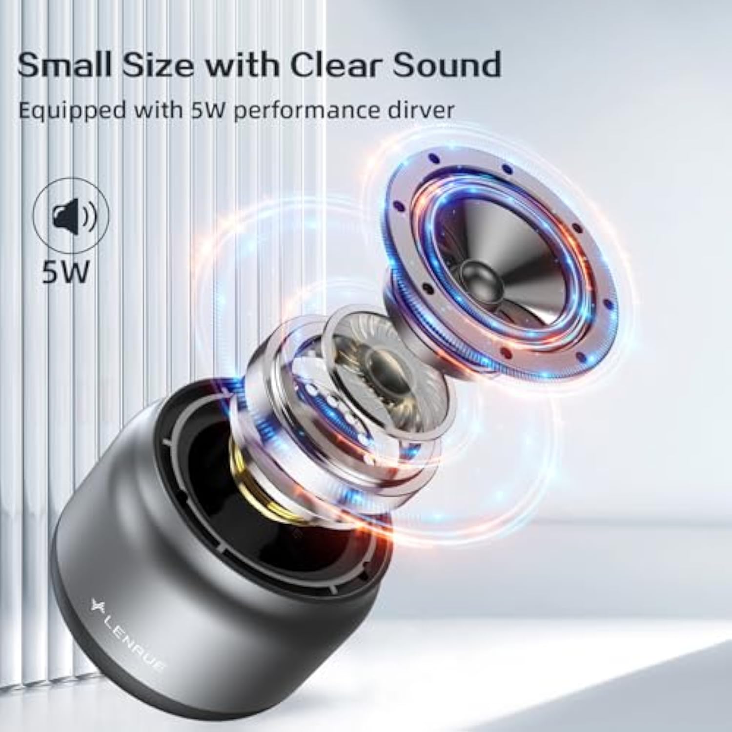 Bluetooth Speaker,Small Portable Speakers,Mini Wireless Speaker With 5W Clear Sound,15H Playback Time,Gift For Men/Women/Kids/Boys/Girls,Home And Outdoor Activities (Gray)