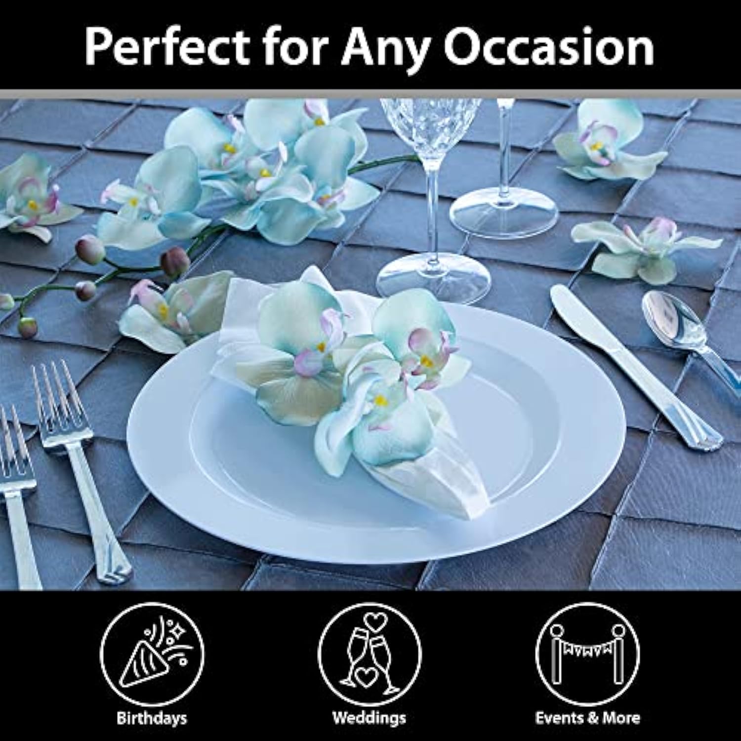 Premium Quality Heavyweight 10.25 Inch Plastic Plates China Like, Wedding And Party Dinnerware Plastic Plates White Pearl - 30 Count