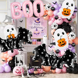 Pink Halloween Balloon Set: BOO, Ghost & Bat Foil Balloons