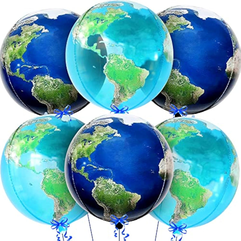 , Globe Balloons For Globe Decorations - Big 22 Inch, Pack Of 6 | Earth Balloon For Around The World Decorations | World Balloons For Bon Voyage Party Decor, Travel Party Decor