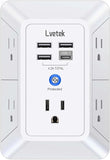Wall Outlet Extender Surge Protector with 5 Outlets 4 USB Ports 1 USB C 1680J Multi Plug Adapter
