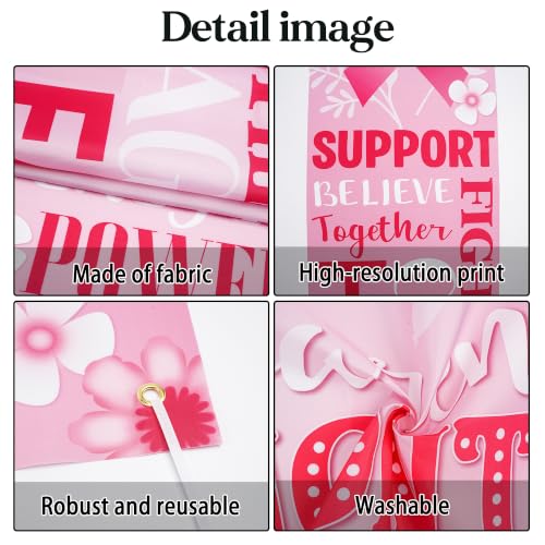 Breast Cancer Awareness Banner Decorations, Pink Ribbon Door Hanging Decor