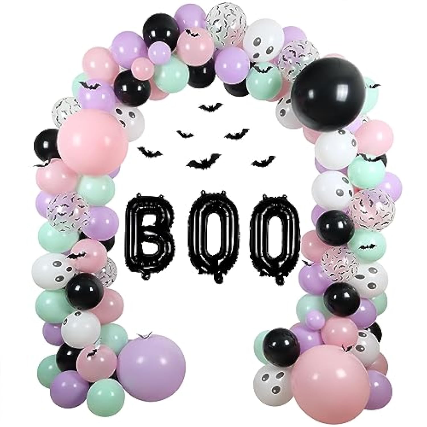 Halloween Balloon Arch Kit – 18", 10", 5" Balloons with Bat Stickers