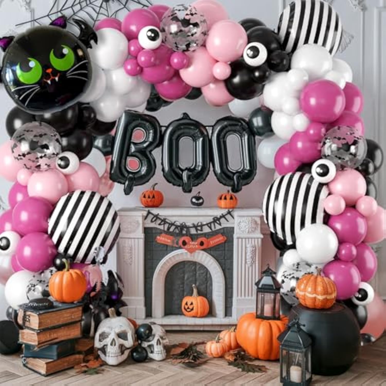 Halloween Balloon Garland Kit: Black, Pink, Bat & Spider Decor