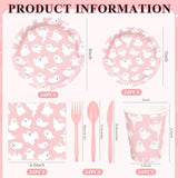 168Pcs Halloween Ghost Tableware Set Pink Boo Plates Napkins Cups Cutlery for 24 Guests