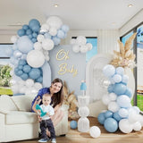 Dusty Blue Balloon Arch Kit, Light Blue & White Balloon Garland for Baby Shower