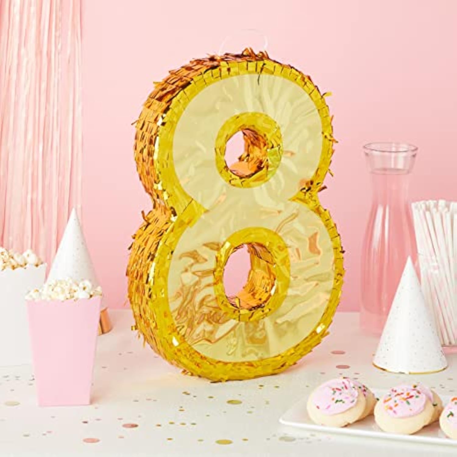 Gold Foil Number 8 Piñata: 8th Birthday Party Decoration (17"x11"x3")