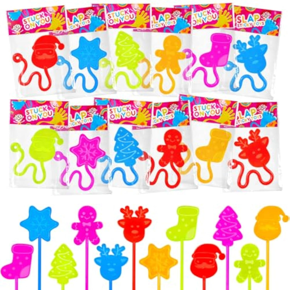 100pcs Bulk Christmas Party Favors Sticky Hands Toys Stocking Stuffers for Kids
