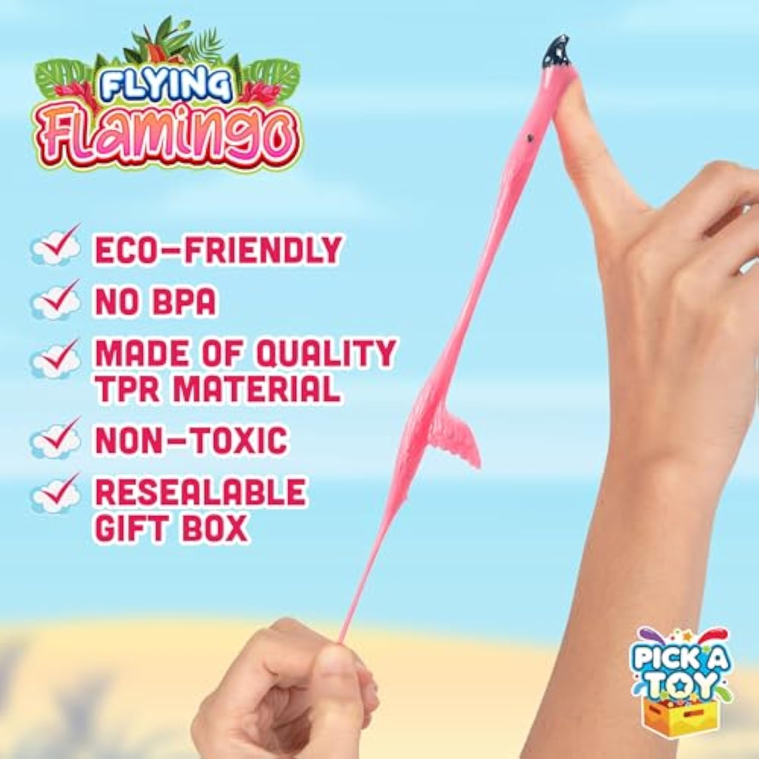 36 Pcs Flamingo Party Favors Toys For Kids, Bird Shooter Game Finger Flicker, Tropical Themed Decorations, Treasure Chest For Kids Prizes, Flying Chicken Slingshot