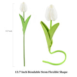 Artificial Tulips Bridal Wedding Festival Decor Bouquet Real Touch Pu Flower Bouquet Pack Of 20 (White)