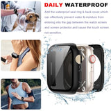 3 In 1 Waterproof Privacy Case For Apple Watch 10 With Band Black,Water Proof Face Cover Built-In Anti Spy Tempered Glass Screen Protector & Silicone Soft Bands For Iwatch Series 10 (Black, 42Mm)