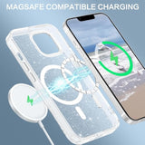 Magnetic For Iphone 13 Case & Iphone 14 Case, Clear Sparkly Glitter Iphone 14 Phone Case [Compatible With Magsafe]Shockproof Cute Women Girl Protective Cover Case For Iphone 13/14 6.1",Clear