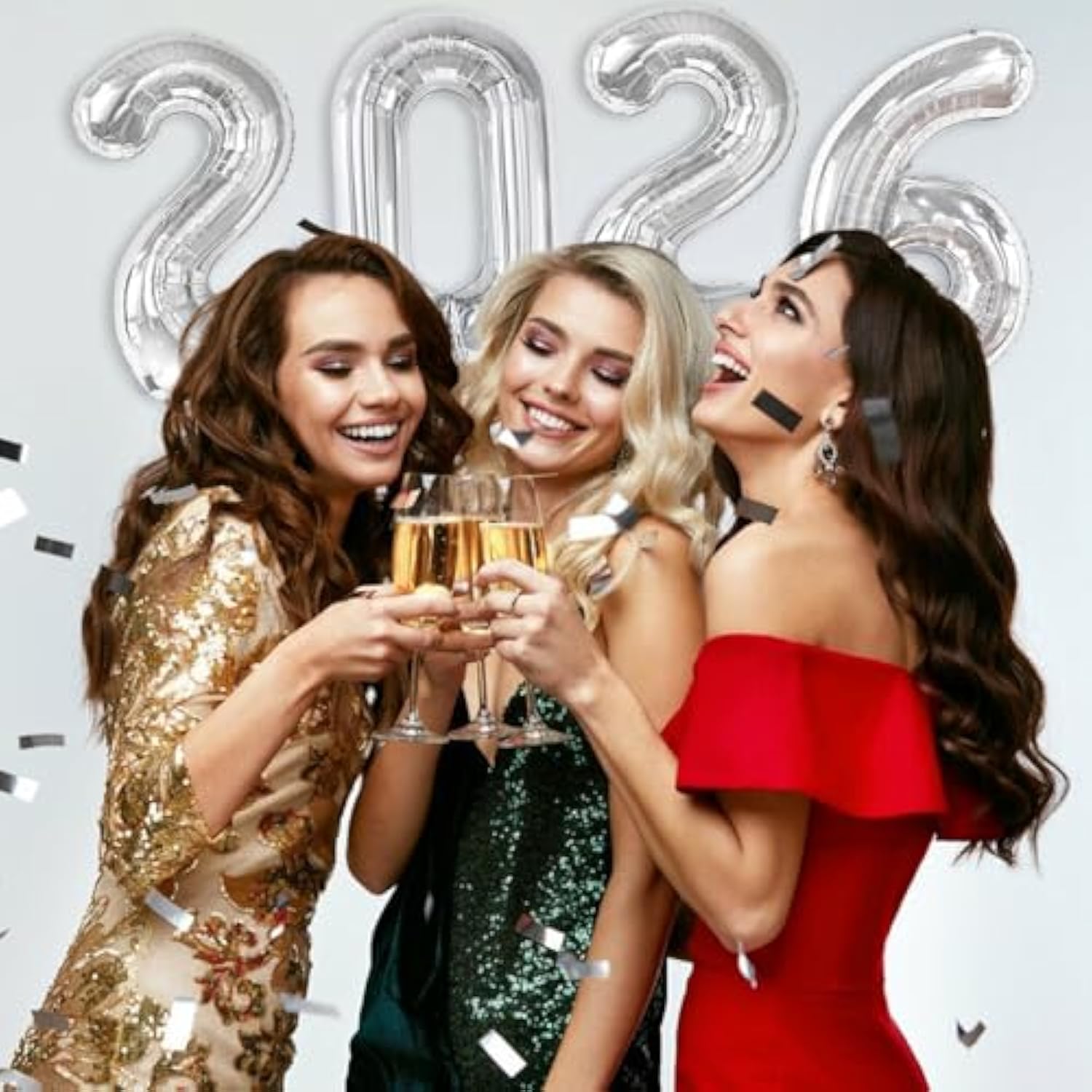 16in Silver 2026 Number Balloons Happy New Year Party Decorations