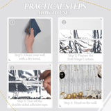 3-Pack Silver Foil Fringe Backdrop Curtains for Party & Photo Booth Décor