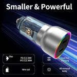 Usbc Car Charger,Wordim 60W Car Charger For Iphone,Fast Car Charger W/Led Rgb, Pd/Pps Compatible With Iphone 15 14 13 12 Pro Max/Plus/Ipad Pro, Samsung Galaxy S23 Ultra/S22/S21, Google Pixel,Oneplus