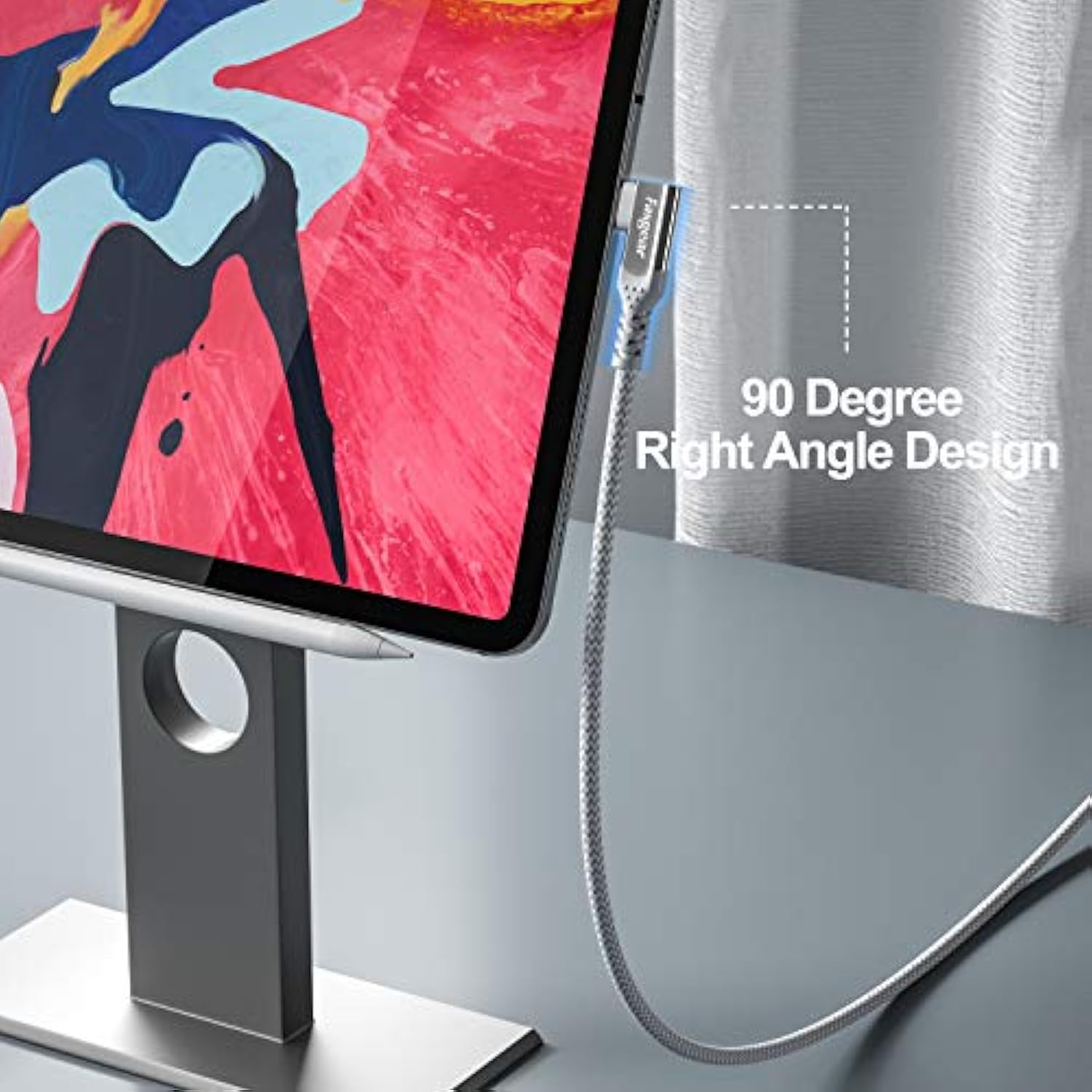 Usb C To Usb C Cable Right Angle 90 Degree 3Ft 100W 5A Pd Fast Charge Type-C 2