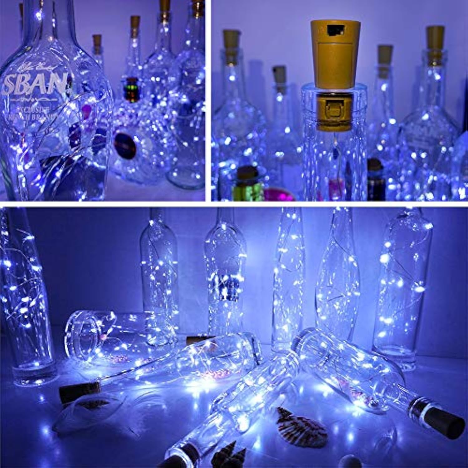 Wine Bottle Lights With Cork Switch [10 Pack] | Easy-To-Use 3.3Ft 20 Led Bottle Lights | Universal Size Cork Lights For