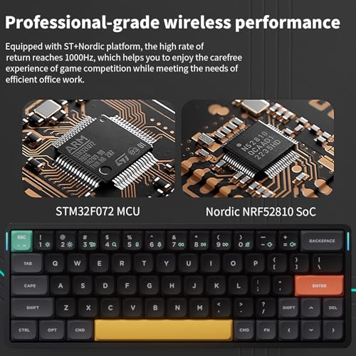 Air60 V2 Portable Wireless Keyboard 60% Low Profile Mechanical Keyboard Support Qmk/Via Compatible With Windows/Mac Os/Linux Supports Bluetooth 5.1/2.4Ghz/Wired Usb-C Black - Gateron Aloe Switch