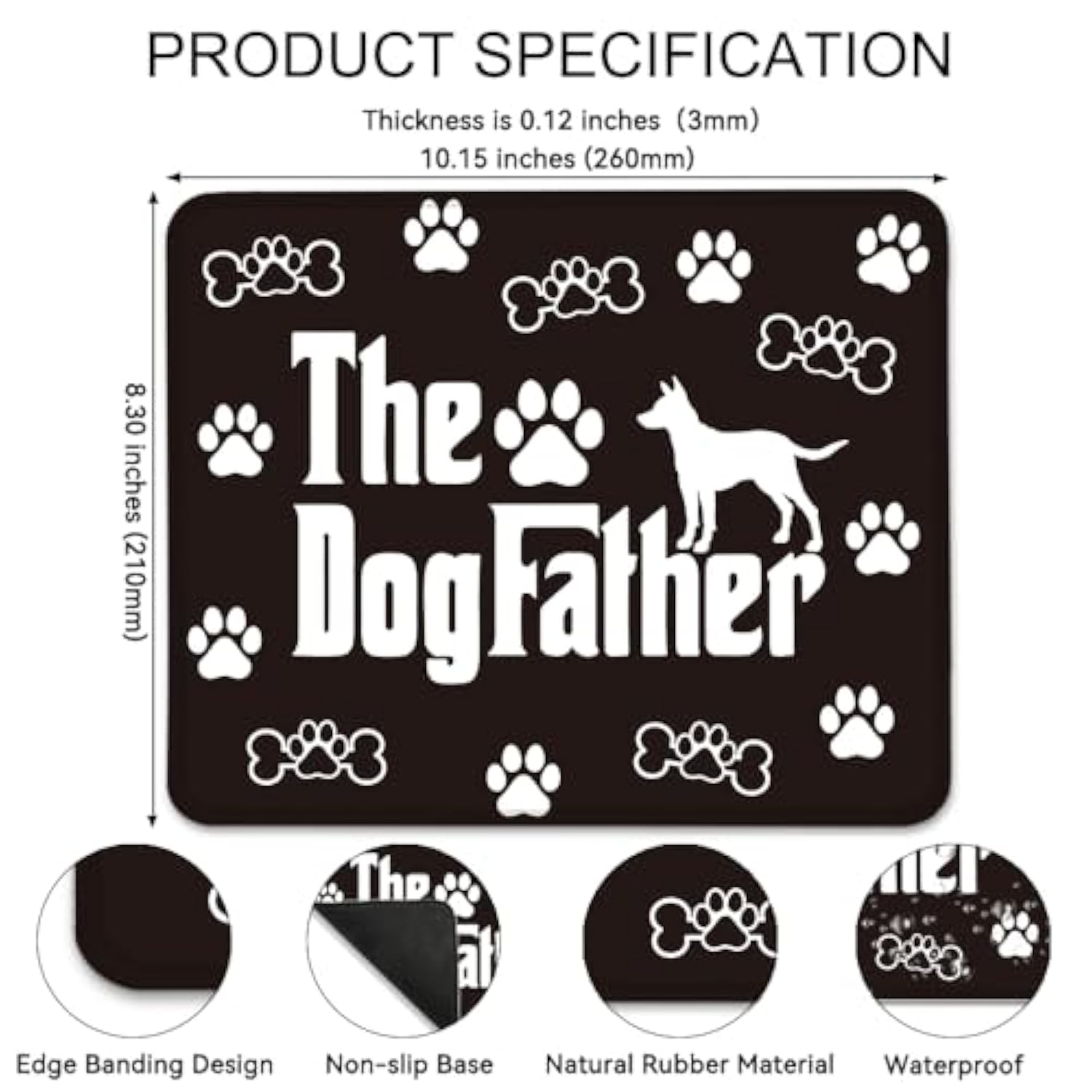 The Dogfather Funny Mouse Pad For Desk, Dog Lover Gifts, Cute Mousepad Gifts For Dog Dad Friend, Office Gifts For Colleagues Pet Lover, Father'S Day Birthday Gifts For Dogfather