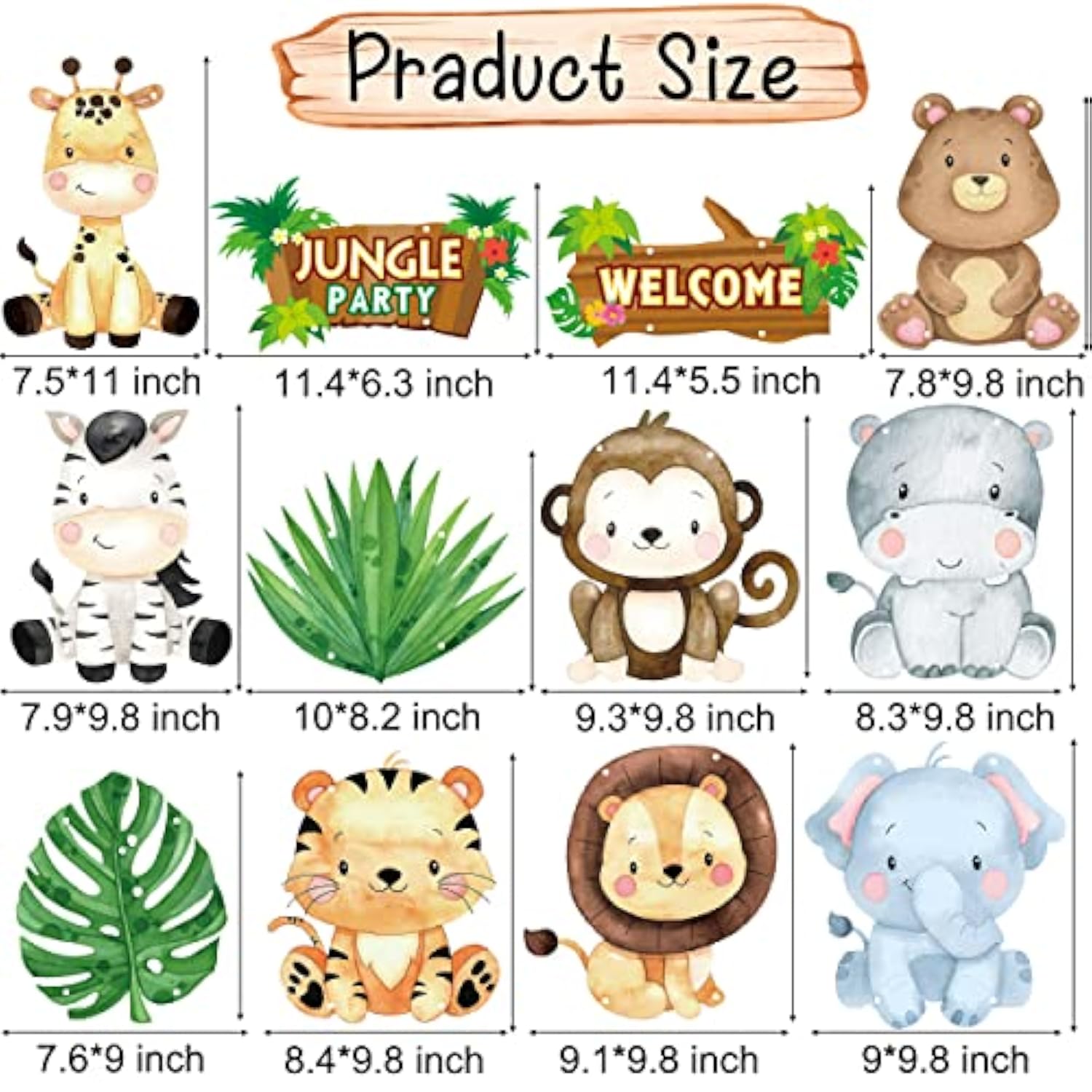 Jungle Safari Animal Party Decorations Welcome Jungle Party Door Signs Safari Theme Cutouts Banners For Wild One Birthday Party Baby Shower Supplies