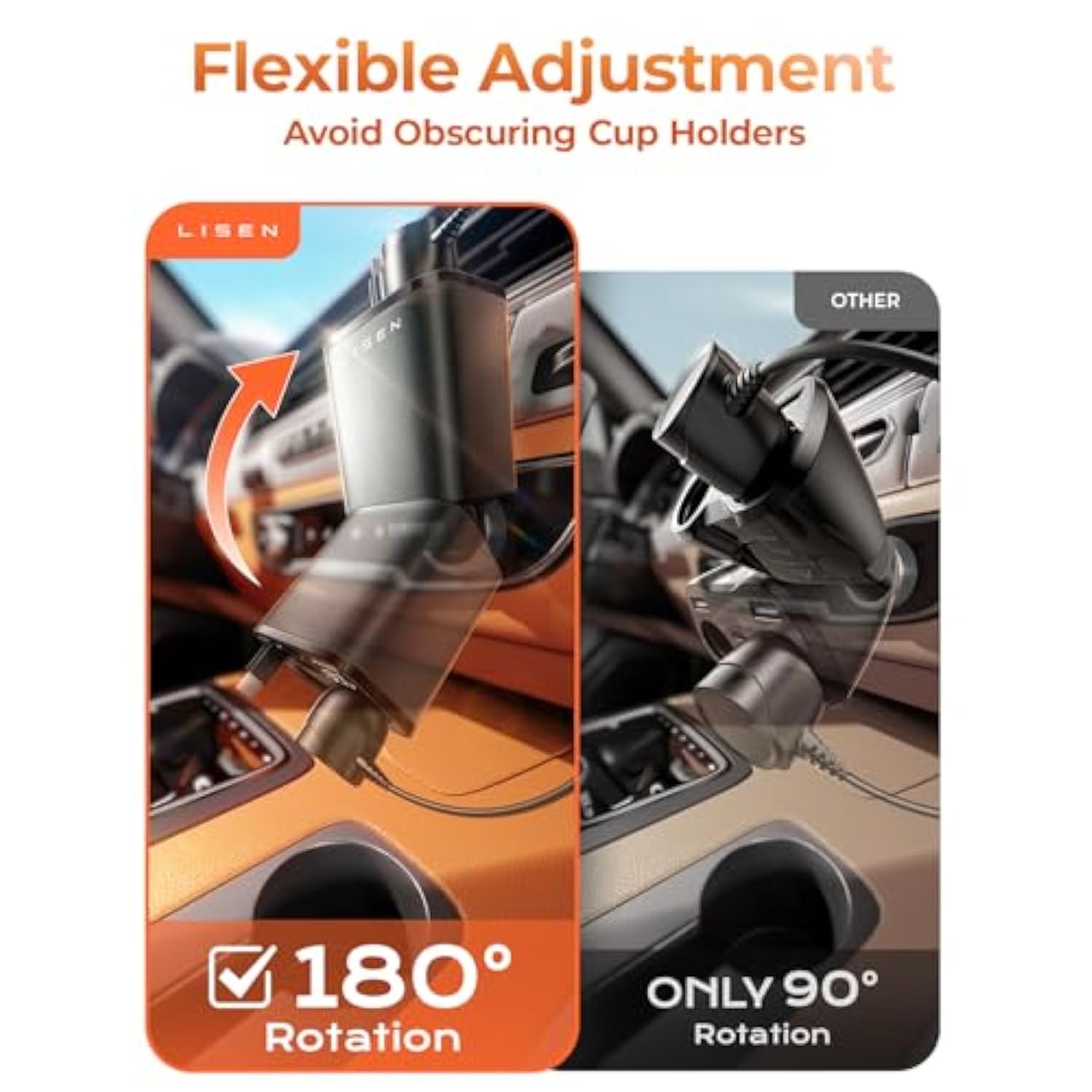 Car Cigarette Lighter Splitter, Metal 90W Dual Cigarette Lighter Adapter Metal With Pd30W Retractable Car Charger, Led Voltage12V/24V Car Charger Splitter For Iphone 16, Gps, Dashcam