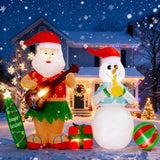 8.3Ft Christmas Inflatables Santa Claus And Snowman, Built-In Led Lights Christmas Yard Decoration For Outdoor Lawn, Fes