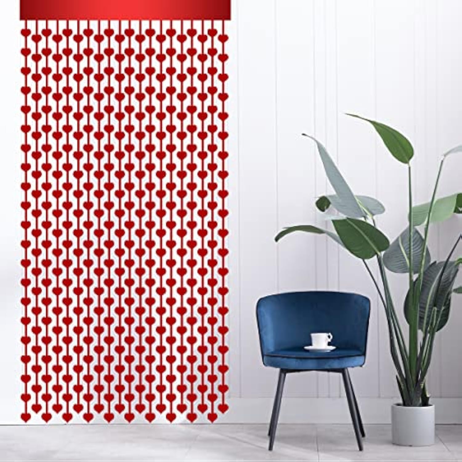 2 Pack 3.2Ft X 6.6Ft Valentine'S Day Metallic Foil Fringe Curtain, Red Heart Shape Tinsel Curtains Streamers Photo Props Backdrop For Engagement Wedding Party Decorations