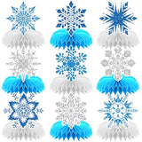 Winter Wonderland Decorations, 9Pcs Snowflake Honeycomb Table Centerpieces in Blue and White, Snowflake Table Decorations for Christmas Party, Baby Shower, Birthday, Holiday Events