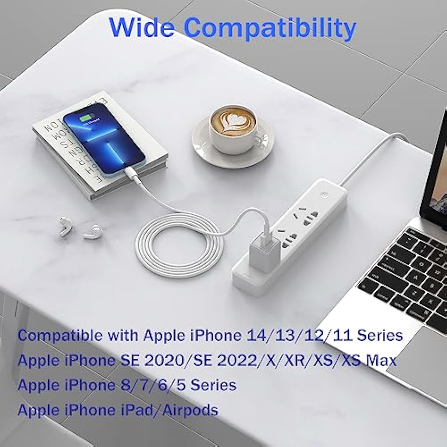 10Ft Long Iphone Charger,[Apple Mfi Certified] 2Pack 10Foot Usb To Lightning Charging Cable Cord Usb Wall Phone Charger Power Adapter Travel Plug Block For Iphone 14 13 12 11 Pro Max/Se 2022/X/Xr/Ipad