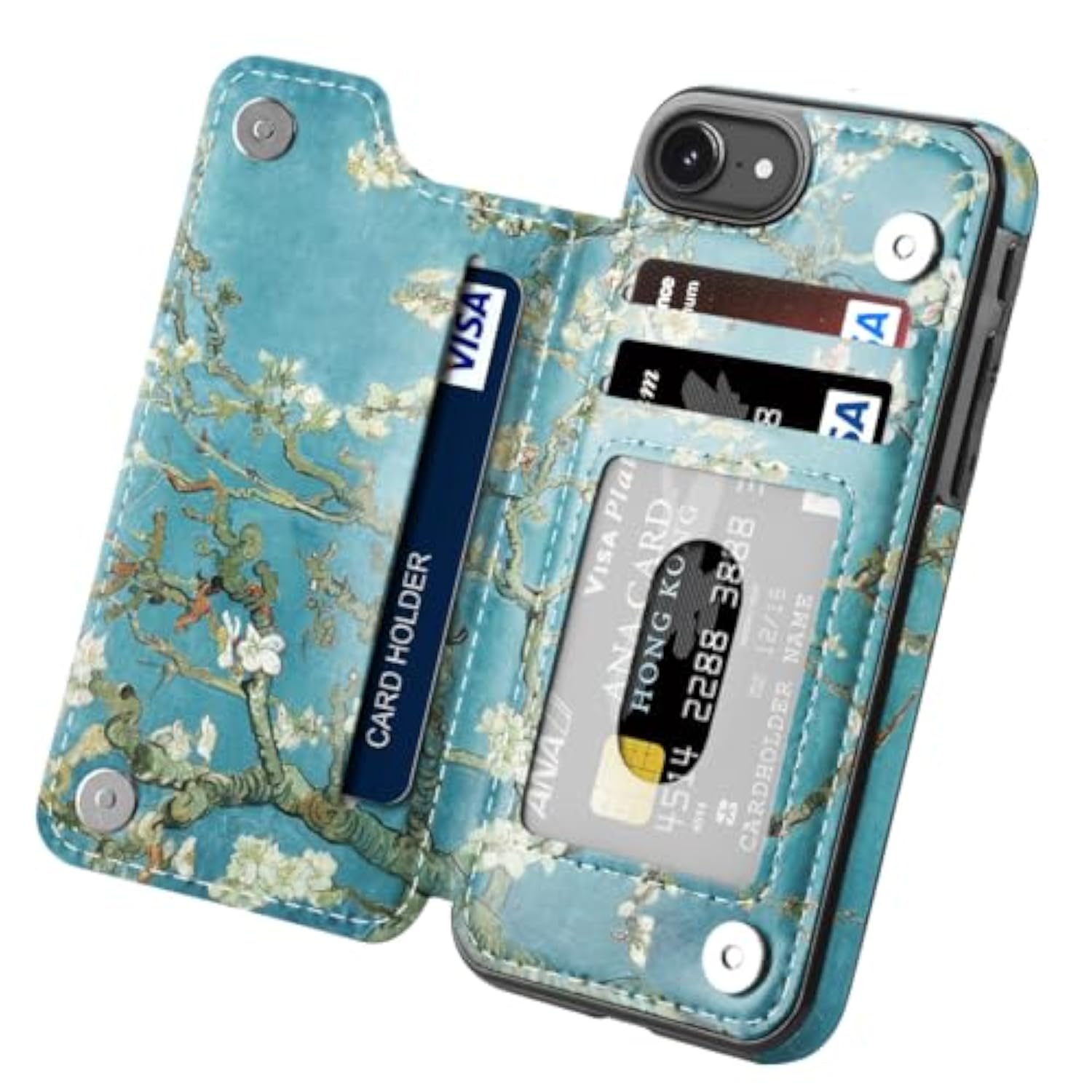 Compatible With Iphone 16E Wallet Case With Card Holder, Card Slots Cover Flip Kickstand Protective For Iphone 16E (Almond Blossom, For Iphone 16E)