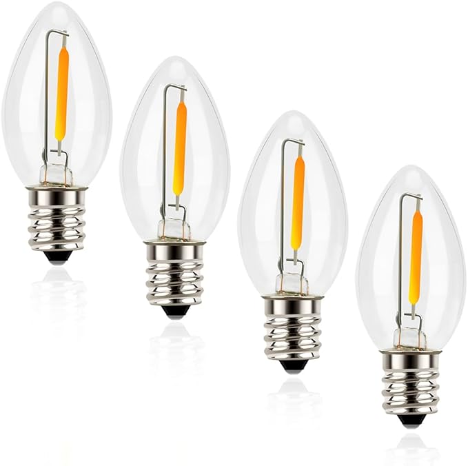 C7 Candelabra LED Light Bulbs E12 Chandelier Base Warm White 2700K Clear Bulbs 4 Pack