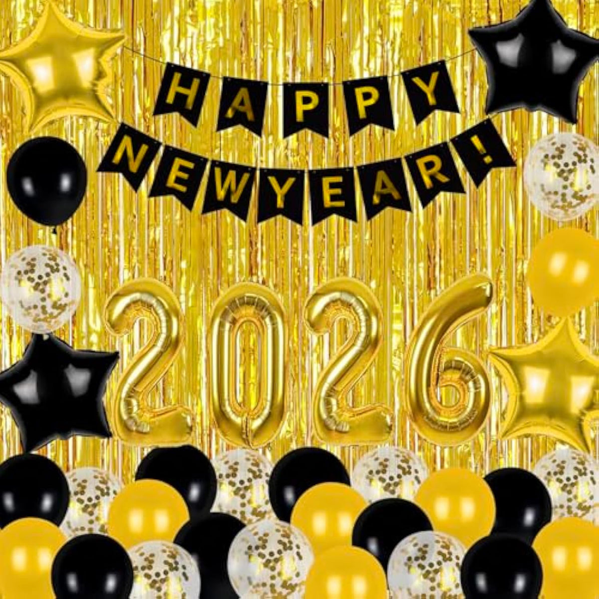 2026 Happy New Year Balloon Set with 32 Inch Numbers and 18 Inch Star