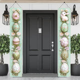 Welcome Easter Egg Porch Sign Banner 2Pcs Happy Easter Door Banner Decoration Bunny Easter Front Door Welcome Sign Hanging Banner For Spring Easter Party Supplies 78X12 Inch
