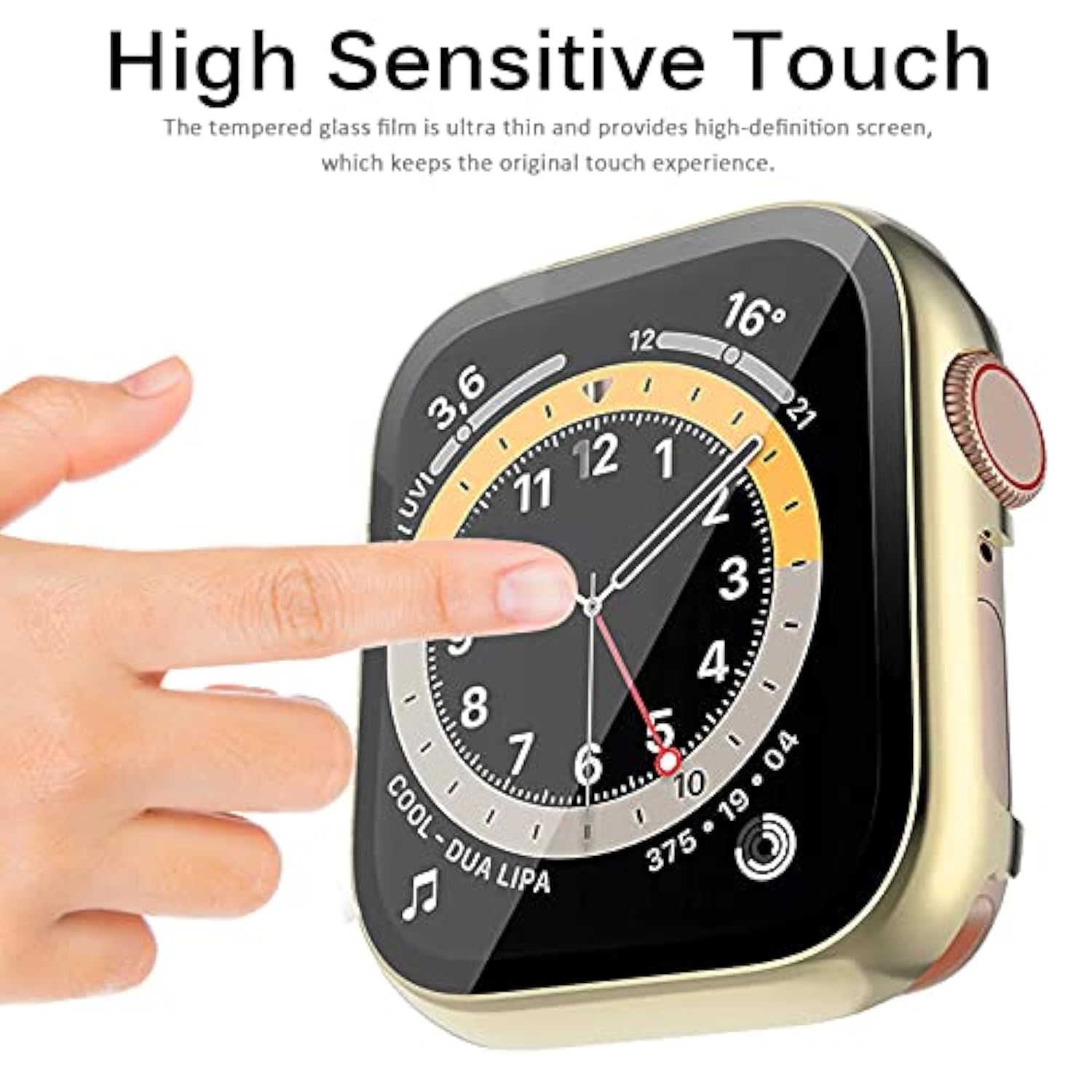 Miimall Compatible with Apple Watch 38mm Metal Case Cover Tempered Glass Screen Protector, Touch-Sensitive Anti-Scratch Shockproof Metal Bumper Cases Cover for Apple Watch 38mm Series 3 2 1(Gold)